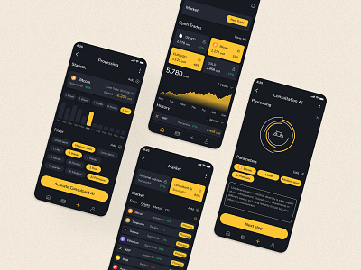 AI Trade Assistant - Mobile App Concept ai branding crypto exchange forex graphs trade ui ux