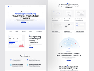 Verdant - Project Management Website Design bento blue clean graphic design landing page modern product saas website website design