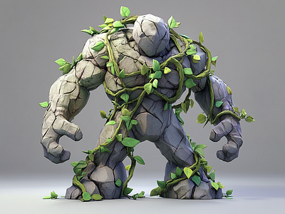 Nature’s Rock Sentinel 3d modelling 78xj6l4 blender cgi character design earth golem greenery protector vines