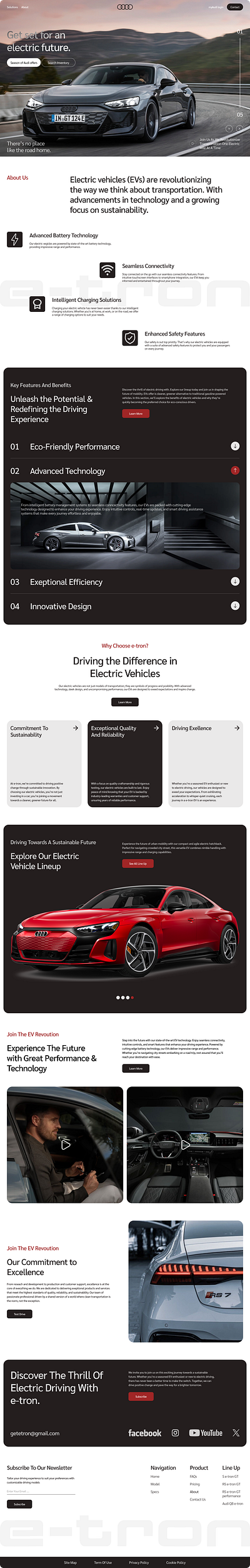 E-tron: Get Set For an Electric Future automotiveux cardesign cleandesign ecommerceui electricvehicles herosectiondesign interactivedesign landingpage minimalui modernwebdesign productshowcase prototype responsivedesign sustainabledesign uidesign uxdesign webinterface