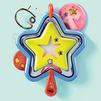 Star Badge Achievement Composition, AI 3D model 3d achievement ai badge graphic design illustration midjourney