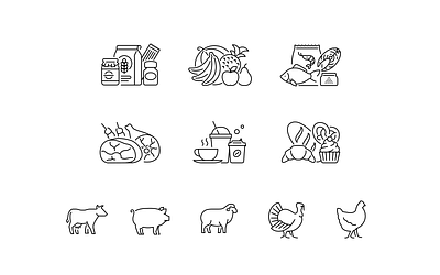 Linear icons for a culinary store icons lined vector