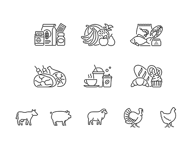 Linear icons for a culinary store icons lined vector