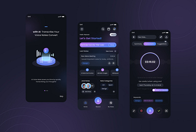 AI Voice Note App | UI Design ai ai voice note figma mobile app design note app ui ux design voice note app