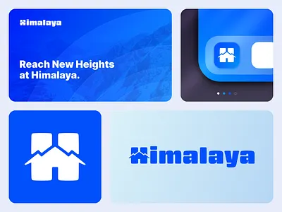 Himalaya app bento bento cards bento grid blue brand branding design icon identity letter lettermark logo logo design mark mountains vector