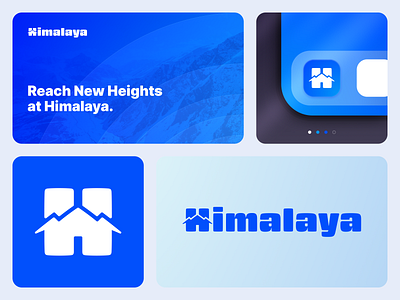 Himalaya app bento bento cards bento grid blue brand branding design icon identity letter lettermark logo logo design mark mountains vector