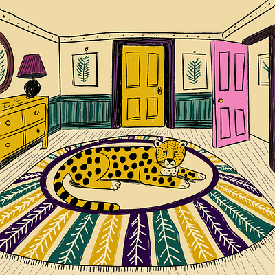 Sweet home cartoon home illustration leopard room