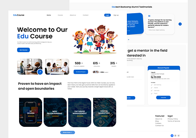 EduCourse - Online Course Web app college e learning landing page learning learning management system learning platform online course online education study web design web interface website