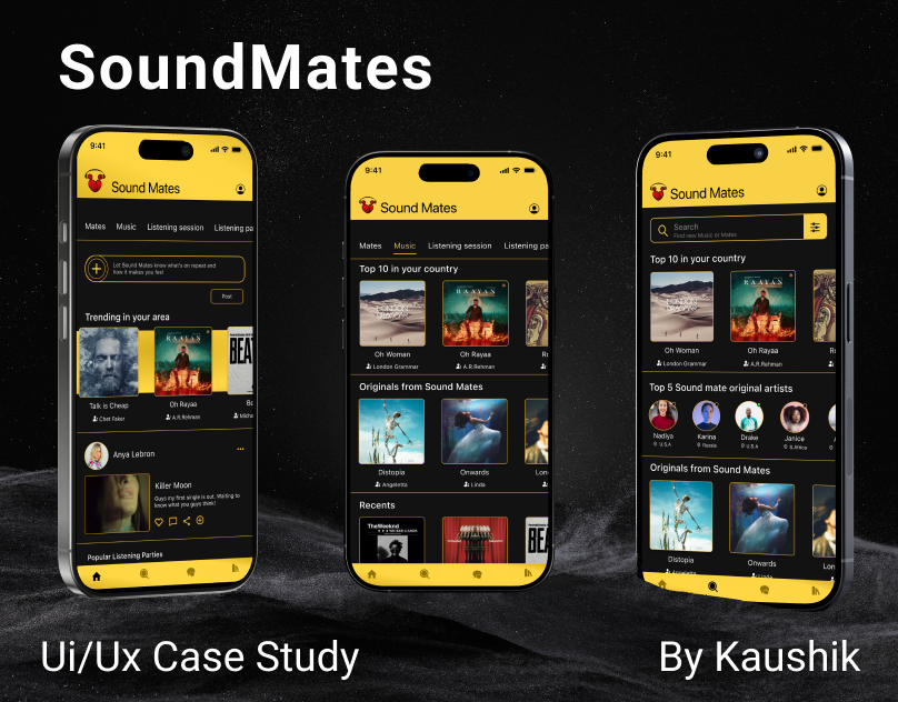 Music based social media app app design ui uiux ux