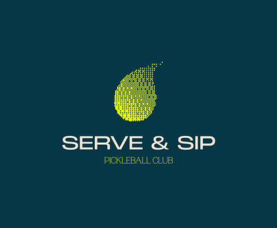 Serve & Sip athletic brand identity energizing halftone logo design minimalistic pickleball restaurant