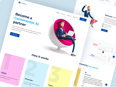 Commenter AI - Affiliate Website Design affiliate website design concept design landing page ui ui design ui ux web design