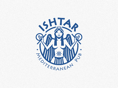 ISHTAR character drink food greek logo mediterranean mythology pub restaurant turkish wings woman