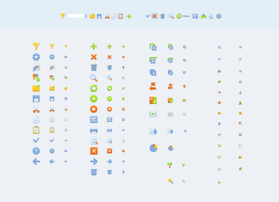 Icons for the application small icons ui