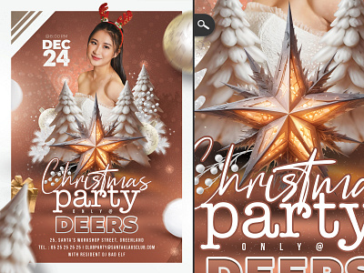 White Christmas Party Flyer dj holiday season night sound template