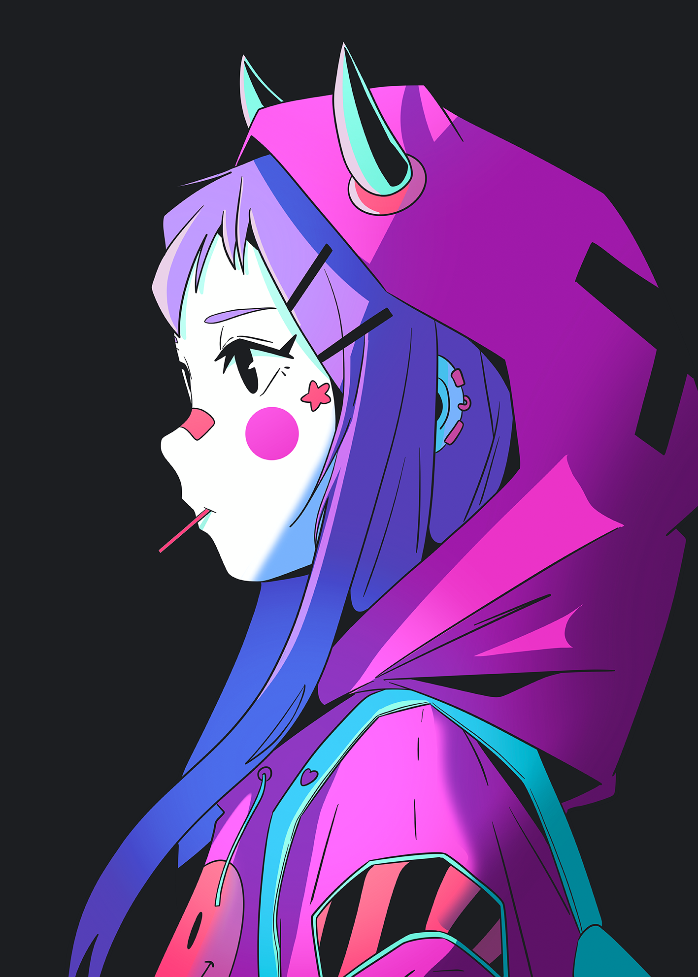 Kurokami abstract anime illustration ipad pro poster texture