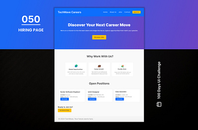 DAY-050 HIRING PAGE 100 days ui 100days 100daysofui daily ui challenge design figma hiring dashboard hiring page hiring page ui hiringpage job job page ui ui design user interface