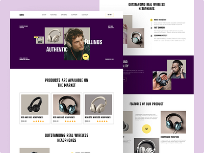 Surfa - Ecommerce Landing Page clean design earbuds earphone ecommerce headphone landing page online store online shop shop shopify store ui unique web website