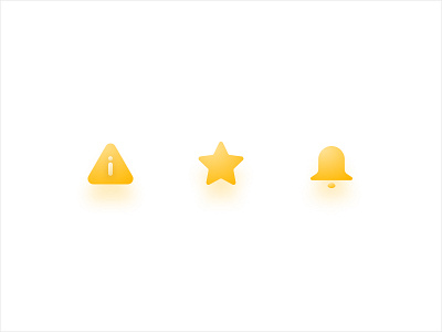 Glowy icons 3d bell colorful cute exclamation glow icons notifications realistic shadow skeuomorphic skeuomorphism star yellow