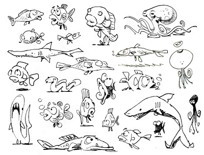 Les poissons fish sketch