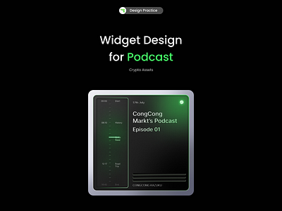 Widget design for Podcast card design dark dark mode design figma gradient graphic design green light ui widget design