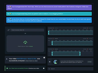 Card Components for Player - Dark Mode card card ui clean component dark mode dark theme design design system figma component music player player snack bar snack bar component toast component trimming trimming ui component ui ui component ui kit