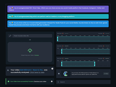 Card Components for Player - Dark Mode card card ui clean component dark mode dark theme design design system figma component music player player snack bar snack bar component toast component trimming trimming ui component ui ui component ui kit