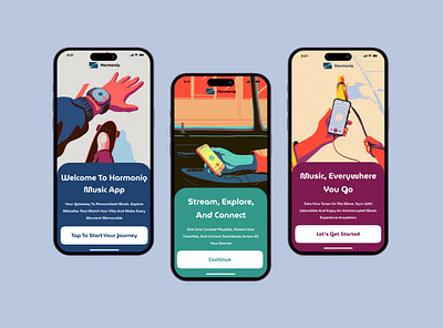 Harmoniq Music App Walkthrough dailyui figma mobile app uidesign walkthrough design