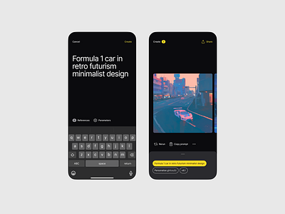 Generative AI Platform: Creation ai app badge carousel chip creation form gallery generative ios iphone minimal mobile mobile app product design tag typing ui ux