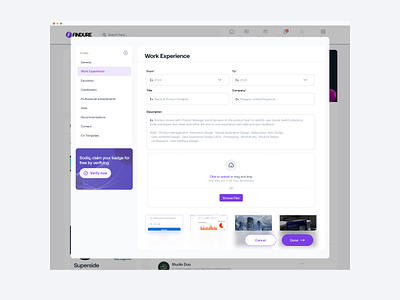 Findure Profile Settings findjob jobs landingpage profile profile page ui ui design visual design wealth4us work experience