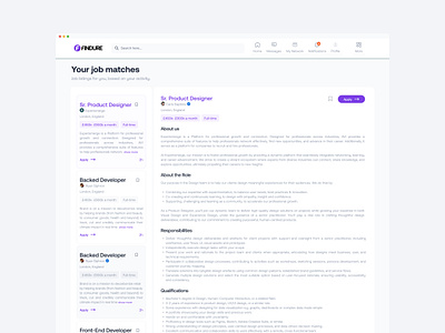 Findure Job Feed design findjob job job feed job listings landingpage ui ui design visual design wealth4us