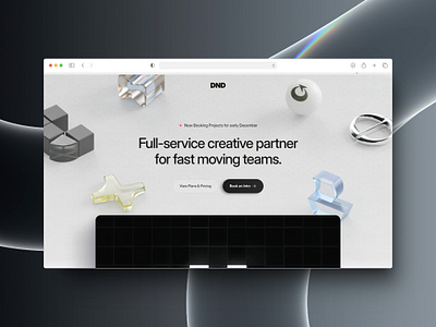 DND Design Studio - Hero Section 3d adobe xd branding color design elements figma framer hero design hero section inspiration interactive landing page ui ui design ui designer ui ux web design web designer website