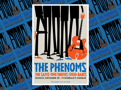 Gig poster for The Phenoms concert poster design gig poster graphic design illustration music poster design typography vector