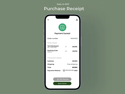 #017 Daily UI - Purchase Receipt dailyui design e commerce purchase receipt receipt ui ux