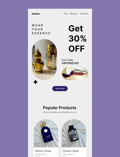 Scentora - Email Template branding creative webdesign daily webdesign dailywebdesign email template emailtemplatedesign freelancer webdesign landing page ui uidesign uiux uiuxdesign webdesign