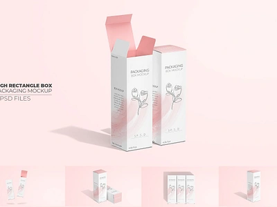 Package Box Mockup � Tall Rectangle container cosmetic decoration gift mock up template mockup modern package packaging paper photorealistic presentation rectangle shipping box tall box