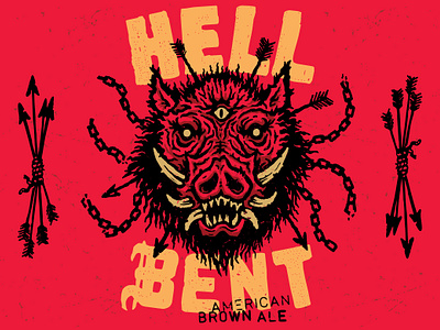 Hell Bent arrows beast boar chains drekker brewing hell hog illustration packaging