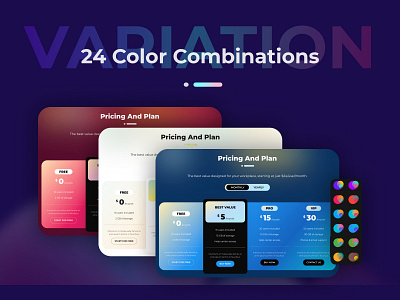 Multiple Color Web Designs branding color palette corporate dark ui design figma gradient homepage html illustration landing page pricing pricing and plan react single page ui ux vue web design website