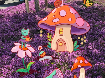 Fae Garden butterfly colorful fairy flowers frog garden illust illustration mushroom nature photography procreate