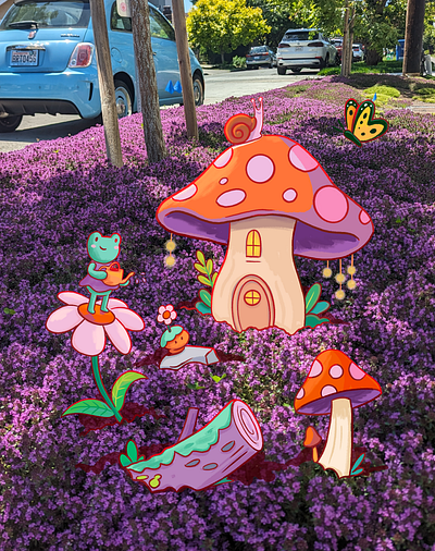 Fae Garden butterfly colorful fairy flowers frog garden illust illustration mushroom nature photography procreate