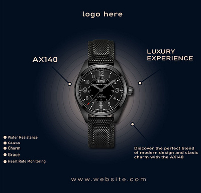 watch brand poster 3d bluye brand branding design graphic design illustration logo motion graphics poster social typography vector watch watch blue watch design