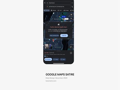 Google Maps Satire alert branding design digital design google google alert google design google maps maps modal popup satire traffic traffic alert ui ux