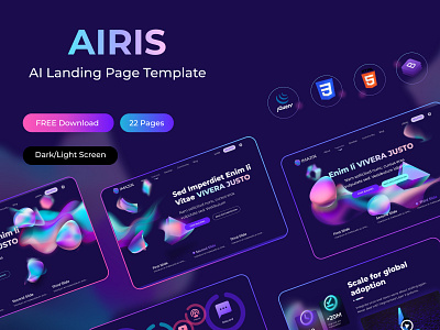 Airis - AI Landing Page Website 3d ai artificial creative dark figma future futuristics gradient graphic design homepage html illustration landing page machine learning modern single page ui ux web banner