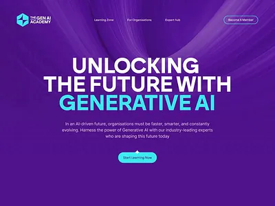 The Gen AI Academy homepage academy generative ai hero section homepage motion graphics purple ui uiux ux web design