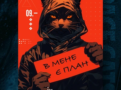 В мене є план ai branding cat daliy design illustration poster print