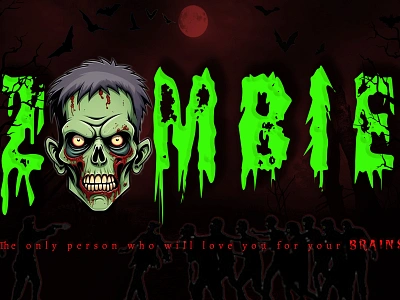 Word Play - Zombie Photoshop Class adobe photoshop brain creepy green horror shlop font spooky zombie