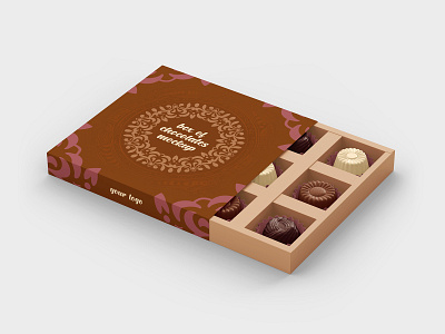 Box of Chocolates Mockup Set bonbon box candy chocolate cocoa confection confectionery dessert food gift mockup mockups packaging present snack sweet tasty