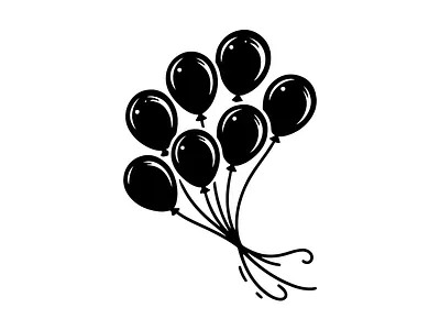 silhouette of a bunch of nine balloons 3d branding graphic design logo