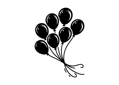 silhouette of a bunch of nine balloons 3d branding graphic design logo