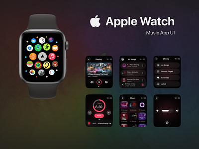 Innovative Apple Watch Music App UI Design -Functional Interface app design inspiration apple watch ui design apple watch ux applewatch digital product design graphic design interaction design micro interactions minimalist ui modern ui musicappui responsive design smartwatch ui trends ui uiux design ux for wearable devices watchos app interface watchos ui watchui wearable app design