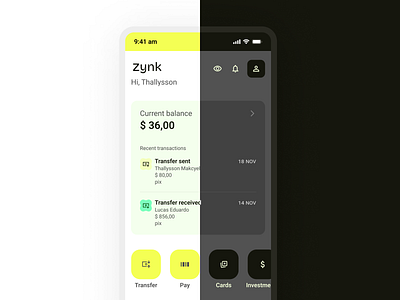 Zynk: Home page financial APP branding ui